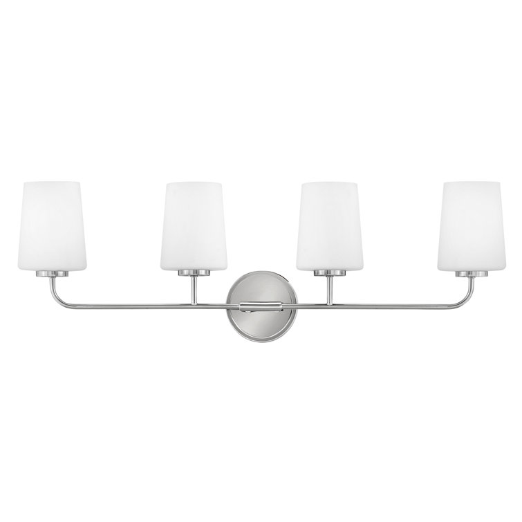 Lark Kline Chrome 4-Light Dimmable Vanity with Etched Opal Shades