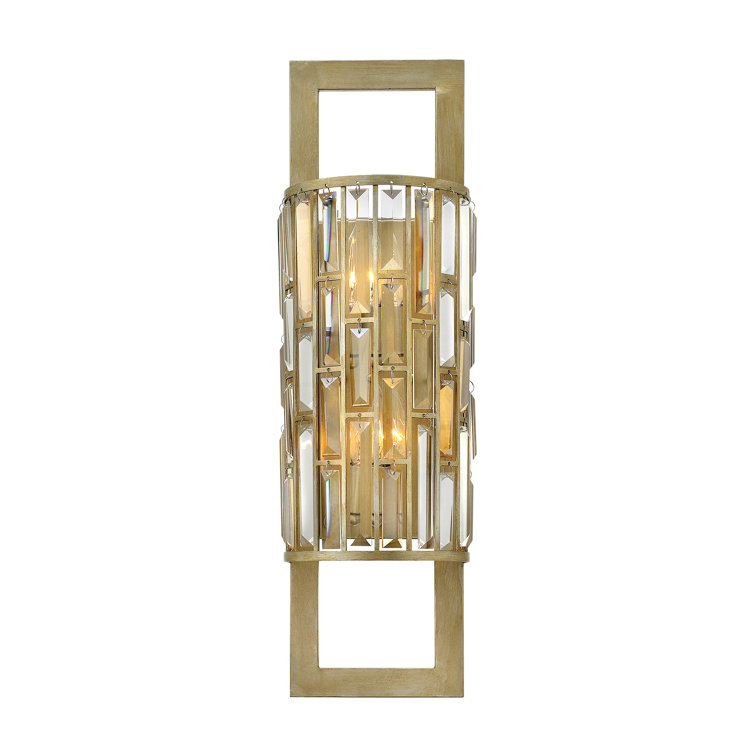 Gemma Silver Leaf 2-Light Candelabra Sconce with Crystal Prisms