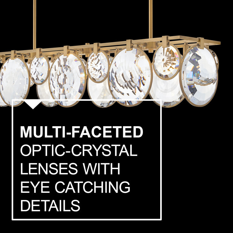Nala Heritage Brass Optic Crystal 8-Light Linear Chandelier