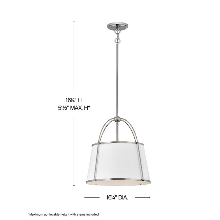 Clarke 16'' Transitional Drum Pendant in Polished Nickel