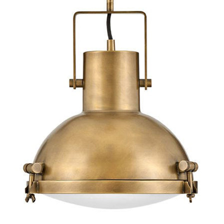 Heritage Brass 1-Light Pendant with Etched Opal Glass