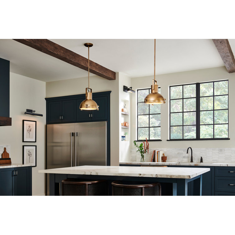 Heritage Brass 1-Light Pendant with Etched Opal Glass