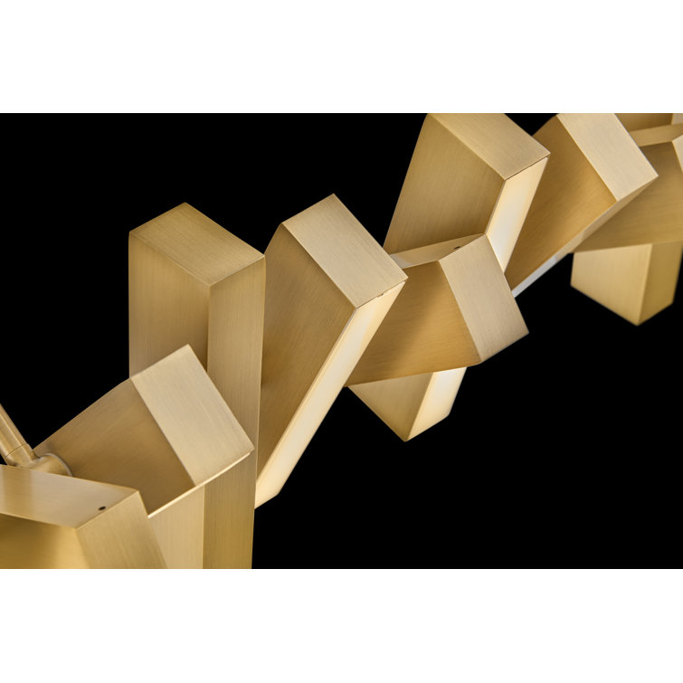 Lacquered Brass LED Linear Chandelier with Polycarbonate Shade