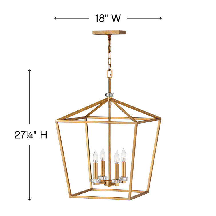 Distressed Brass 4-Light Open Frame Cage Chandelier