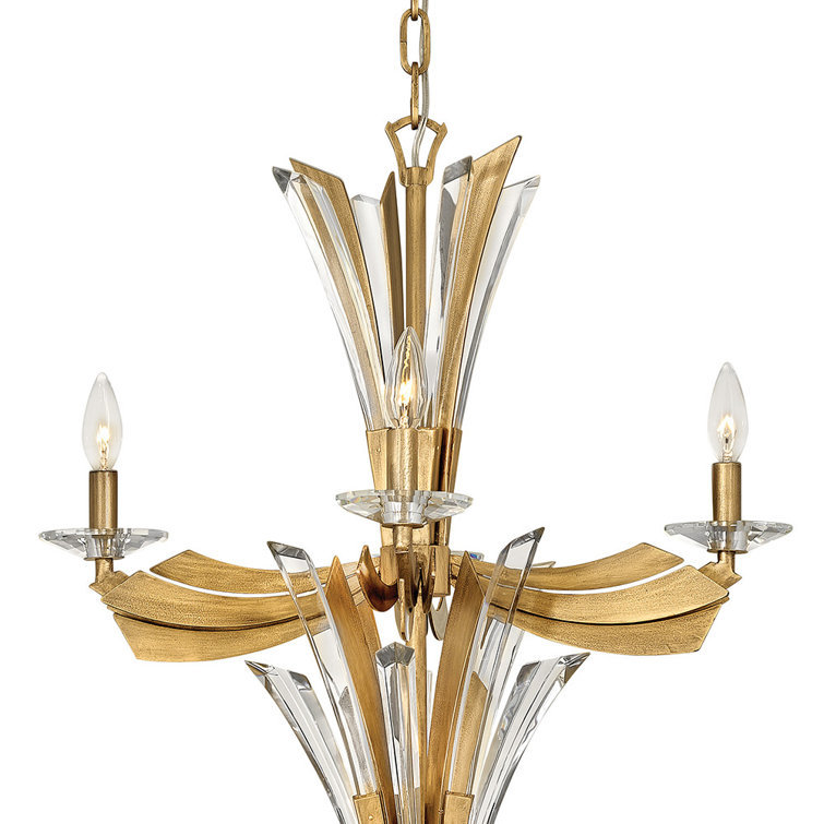 Vida Burnished Gold 12-Light Crystal Chandelier with Dimmable Candelabra