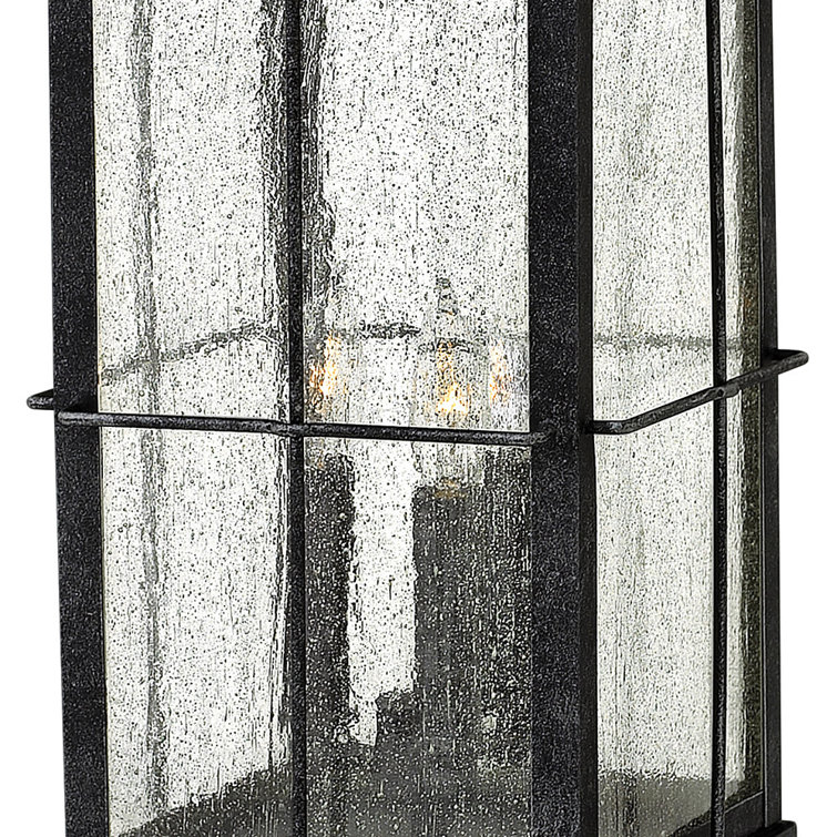 Greystone 3-Light Outdoor Pier Mount Lantern with Clear Seedy Glass
