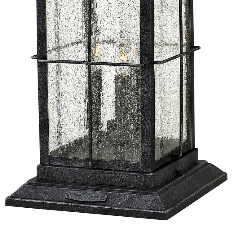 Greystone 3-Light Outdoor Pier Mount Lantern with Clear Seedy Glass
