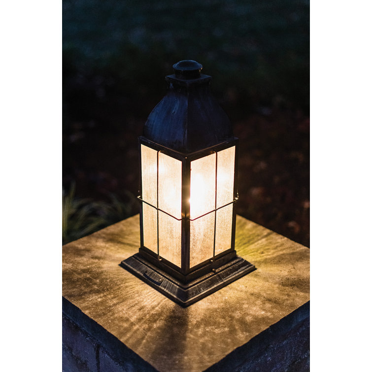 Greystone 3-Light Outdoor Pier Mount Lantern with Clear Seedy Glass