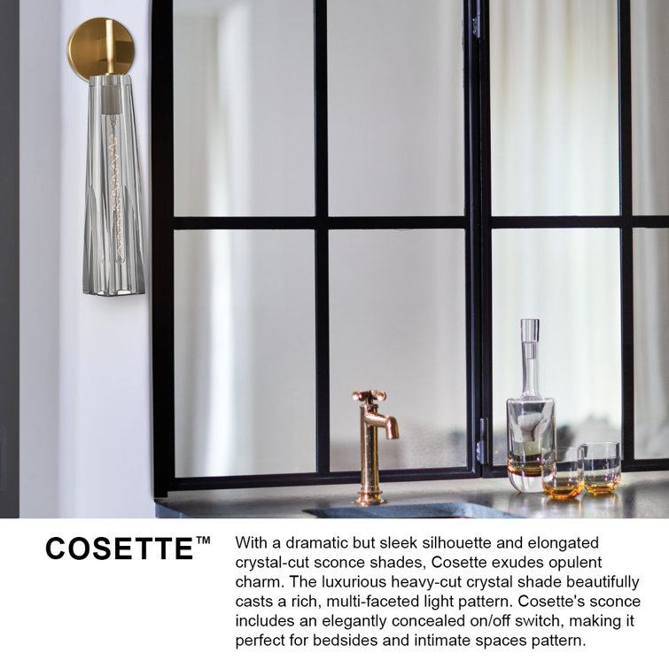Heritage Brass Dimmable Sconce with Smoked Crystal Shade