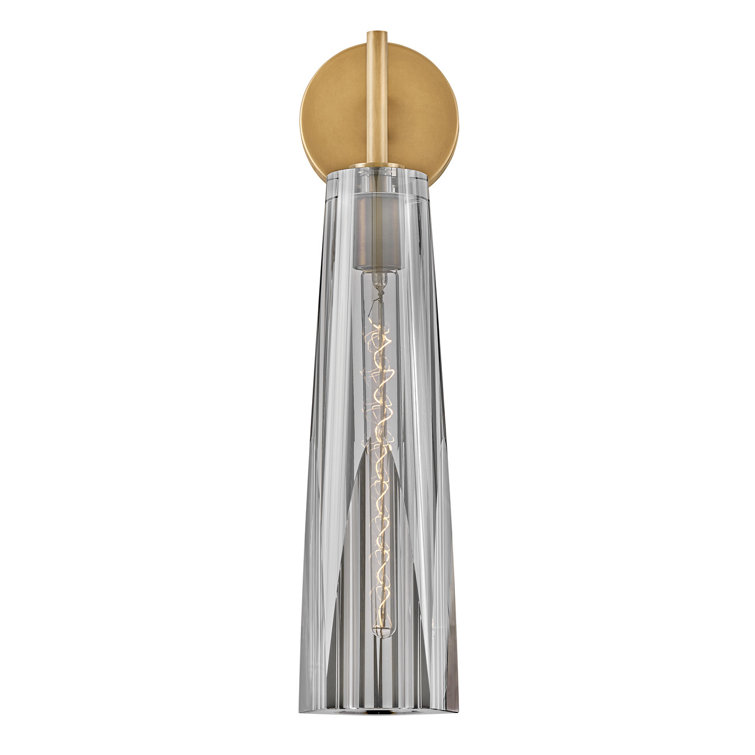 Heritage Brass Dimmable Sconce with Smoked Crystal Shade