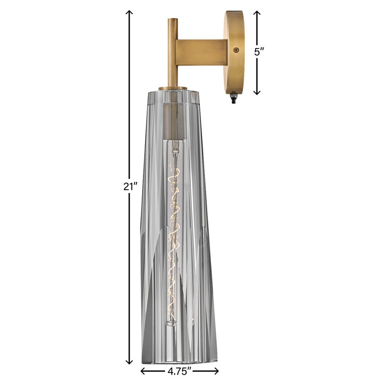 Heritage Brass Dimmable Sconce with Smoked Crystal Shade