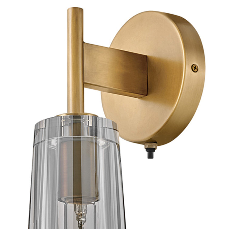 Heritage Brass Dimmable Sconce with Smoked Crystal Shade