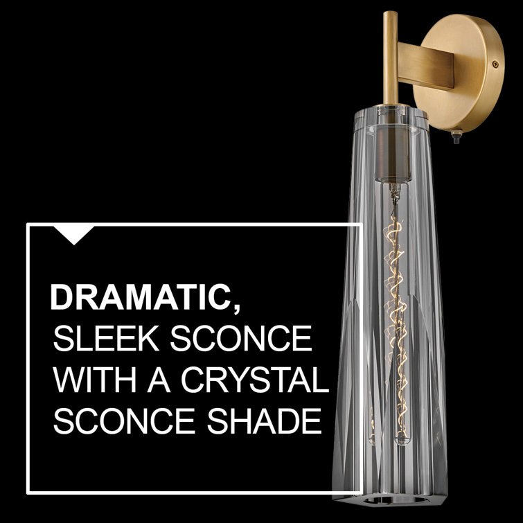 Heritage Brass Dimmable Sconce with Smoked Crystal Shade