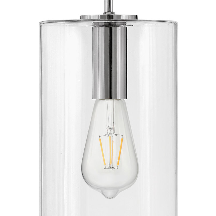 Polished Nickel Clear Glass LED Single Pendant Light