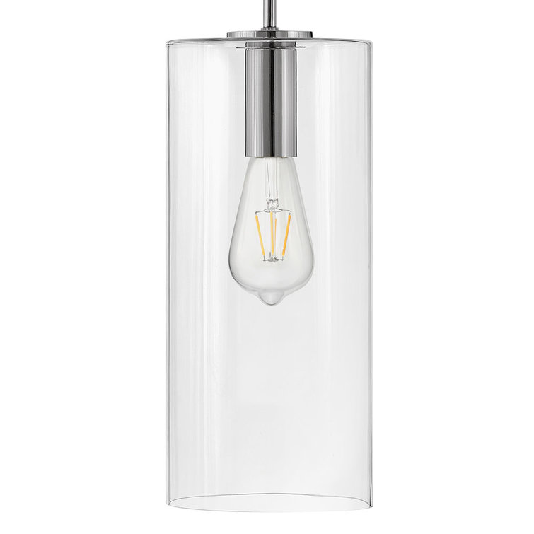 Polished Nickel Clear Glass LED Single Pendant Light