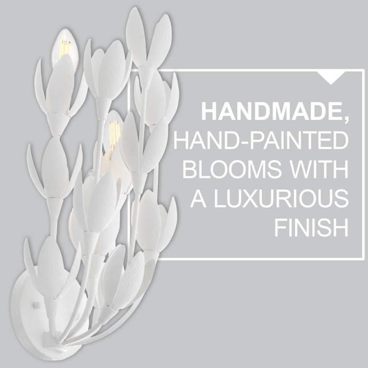 White Textured Plaster LED Floral Island Chandelier