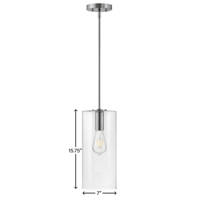 Polished Nickel Clear Glass LED Single Pendant Light
