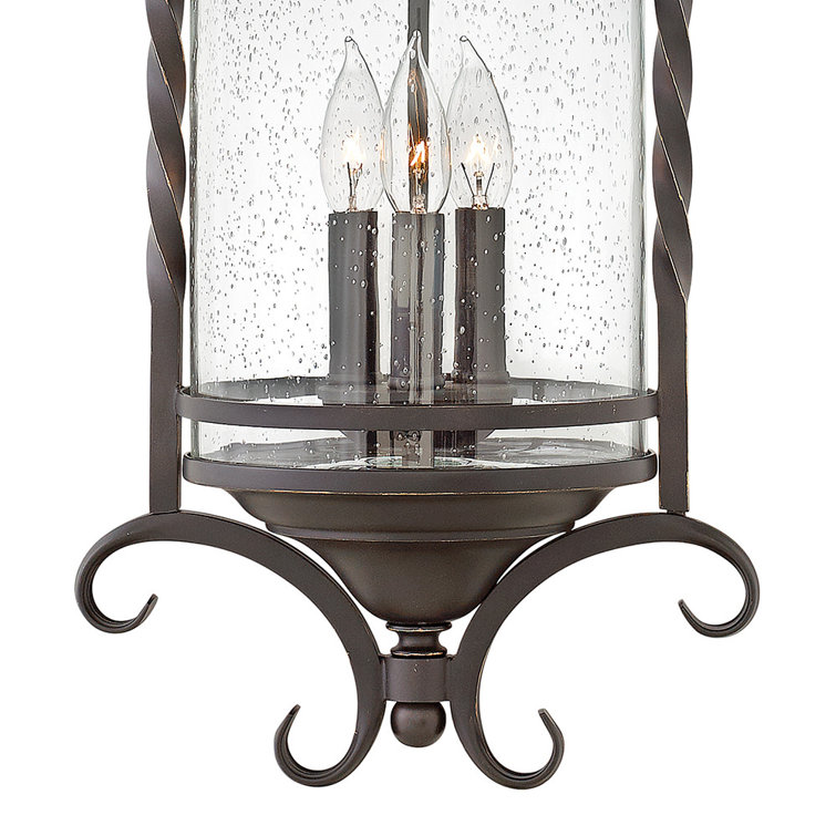 Olde Black 3-Light Outdoor Pendant with Clear Seedy Glass