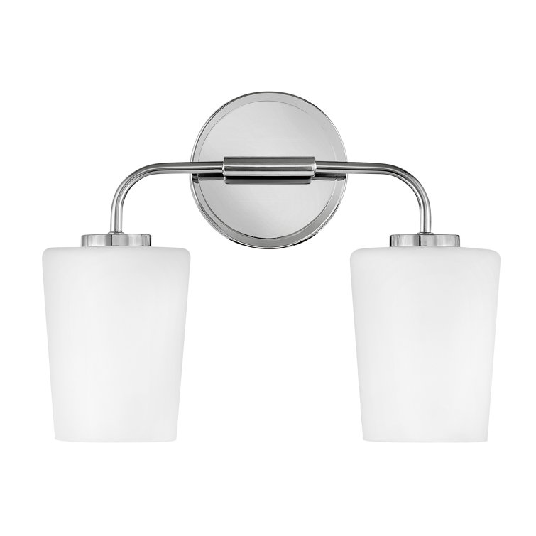 Chrome 2-Light Vanity with Etched Opal Glass Shades