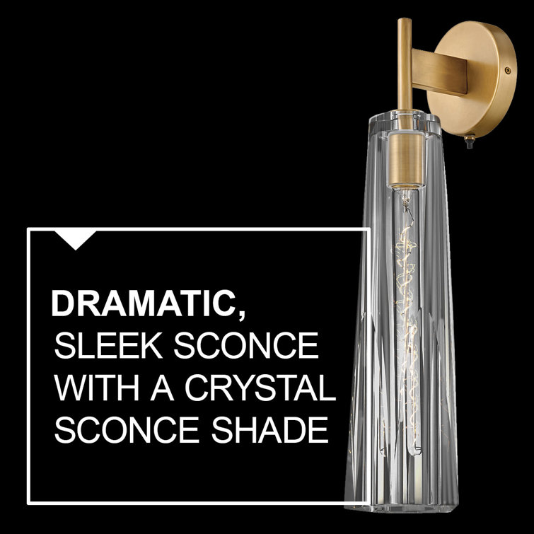 Heritage Brass Dimmable Wall Sconce with Clear Crystal Shade