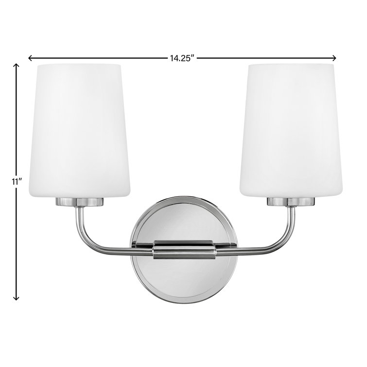 Chrome 2-Light Vanity with Etched Opal Glass Shades