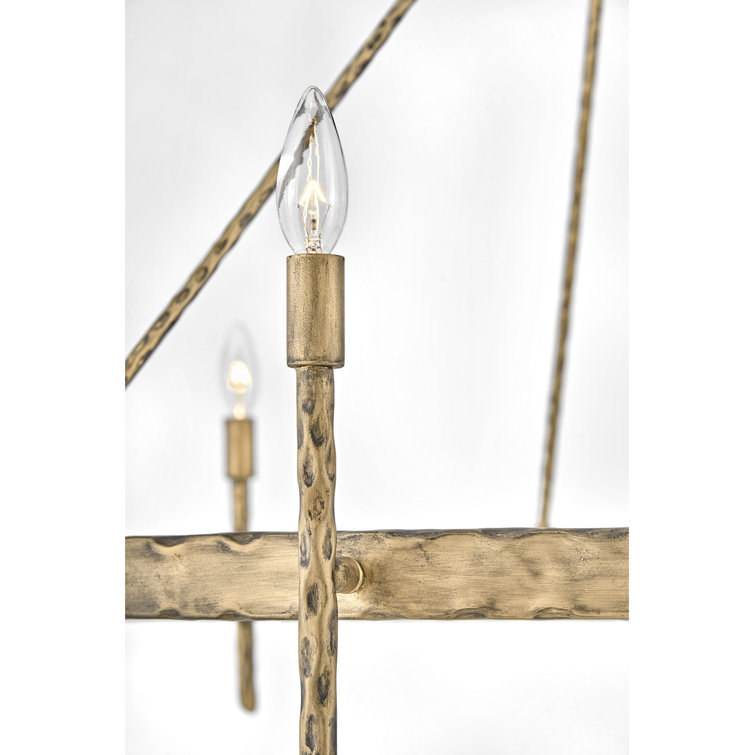 Champagne Gold Hammered Metal 6-Light Candelabra Chandelier