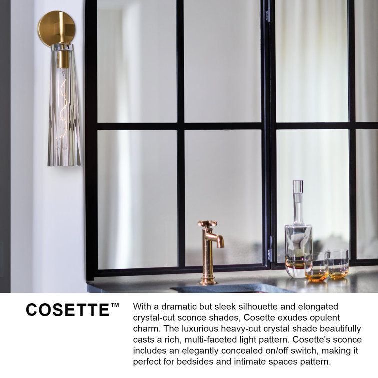 Heritage Brass Dimmable Wall Sconce with Clear Crystal Shade