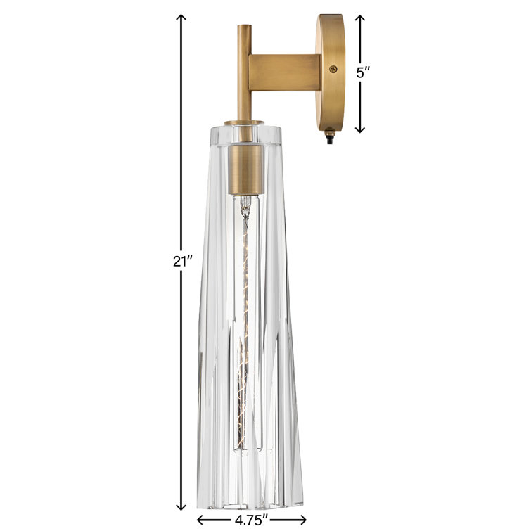 Heritage Brass Dimmable Wall Sconce with Clear Crystal Shade