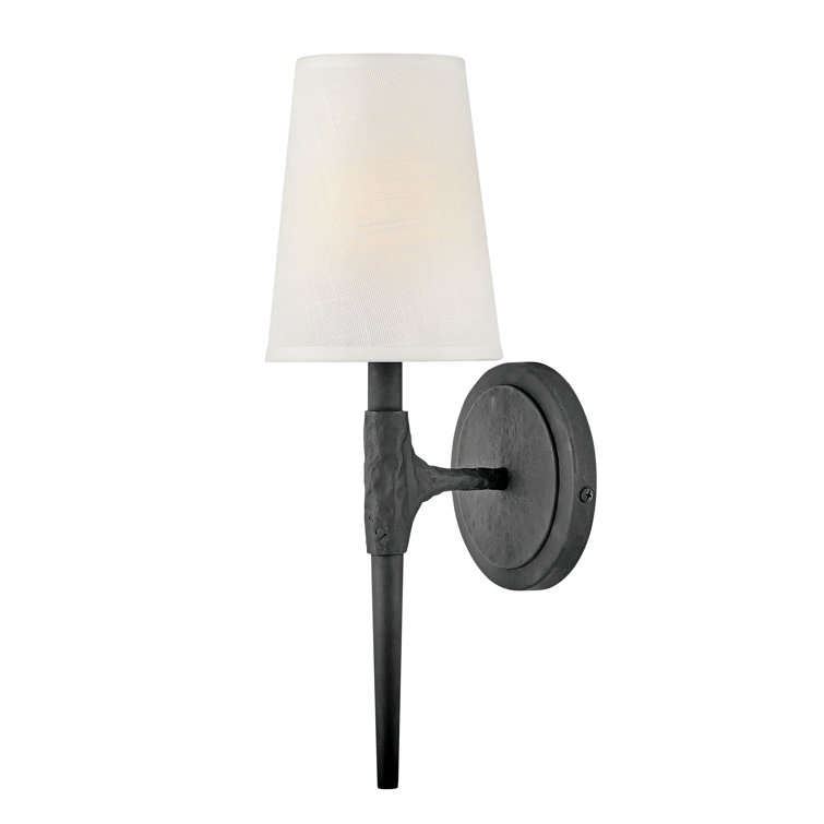Beaumont Dimmable Black Wall Sconce with Off-White Linen Shade