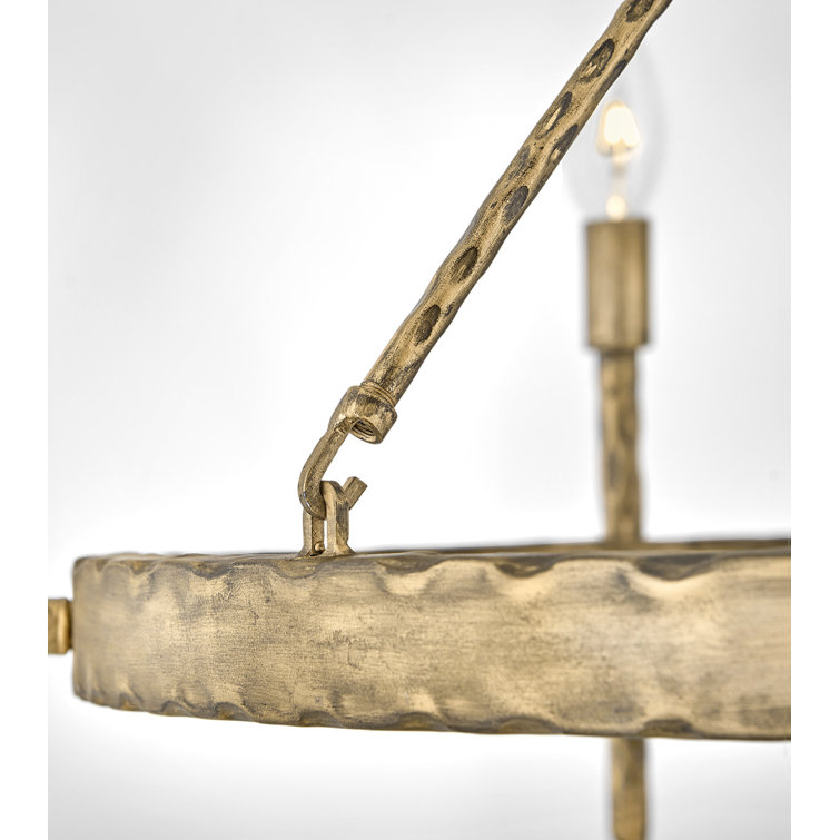 Champagne Gold Hammered Metal 6-Light Candelabra Chandelier