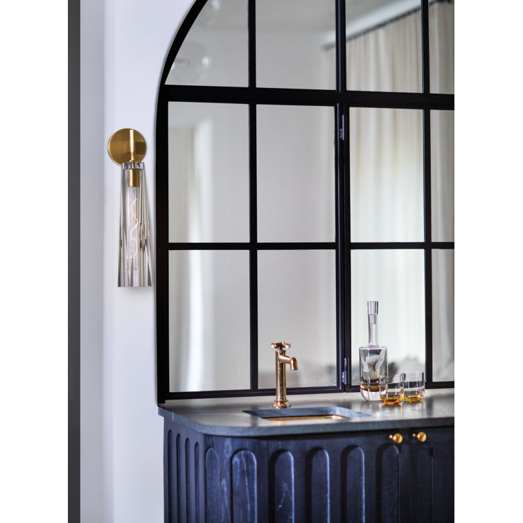 Heritage Brass Dimmable Wall Sconce with Clear Crystal Shade