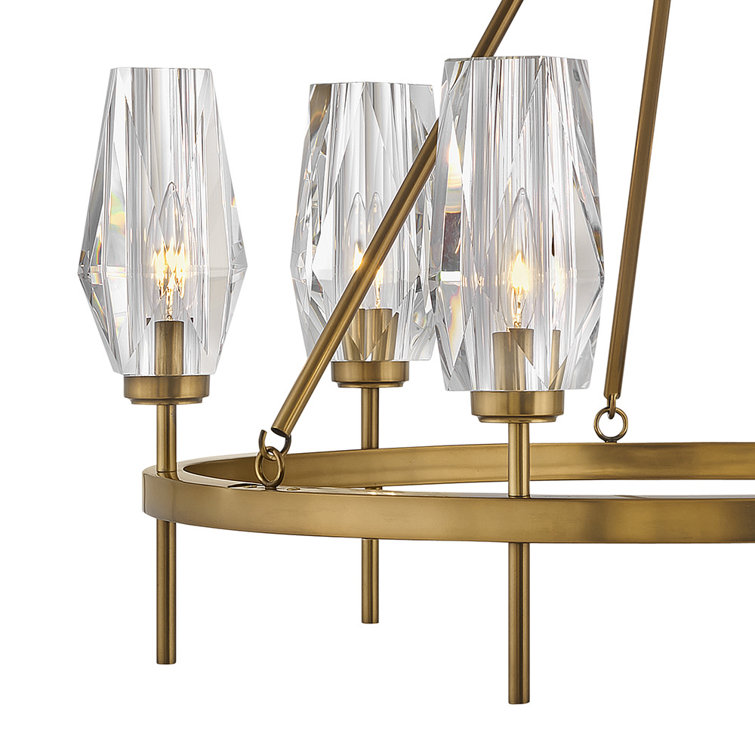 Heritage Brass 6-Light Crystal Chandelier with Faceted Shades