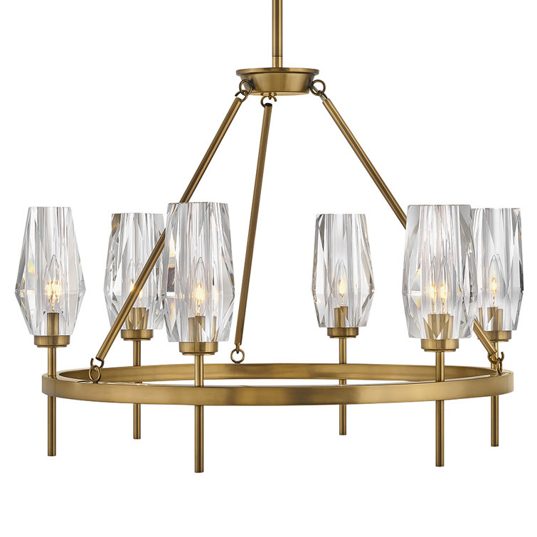 Heritage Brass 6-Light Crystal Chandelier with Faceted Shades