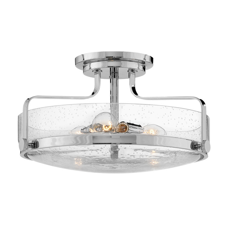 Harper Chrome Finish 3-Light Semi-Flush Mount with Clear Seedy Glass