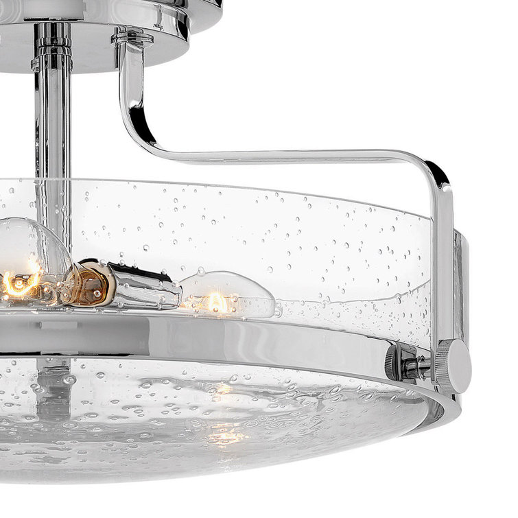 Harper Chrome Finish 3-Light Semi-Flush Mount with Clear Seedy Glass