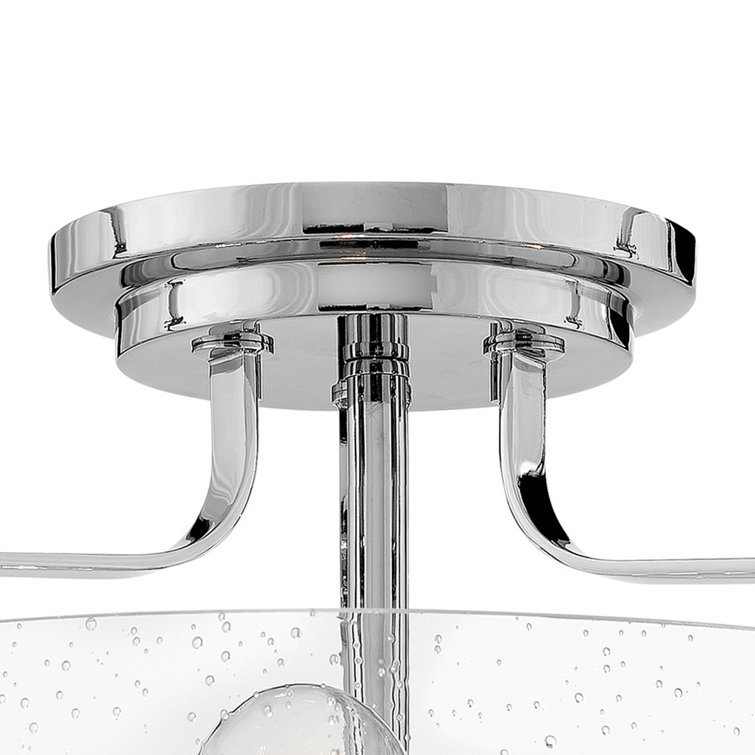 Harper Chrome Finish 3-Light Semi-Flush Mount with Clear Seedy Glass