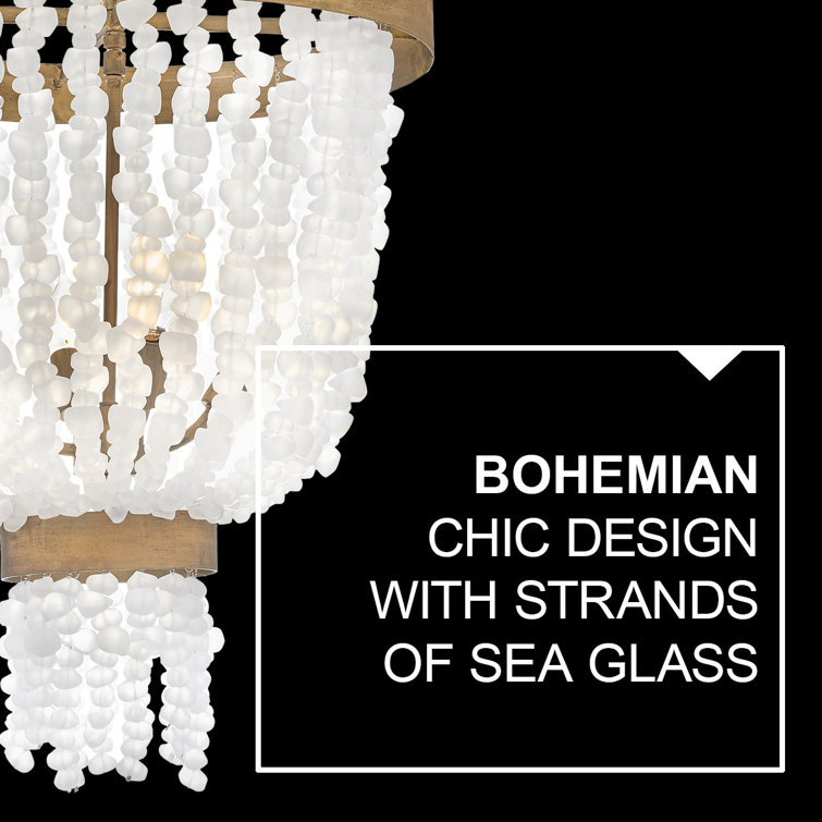 Bohemian Chic 4-Light Crystal Pendant with Burnished Gold Finish