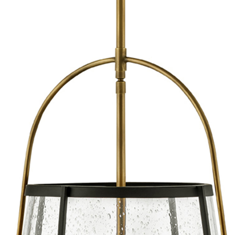 Heritage Brass & Clear Seedy Glass 3-Light Drum Pendant