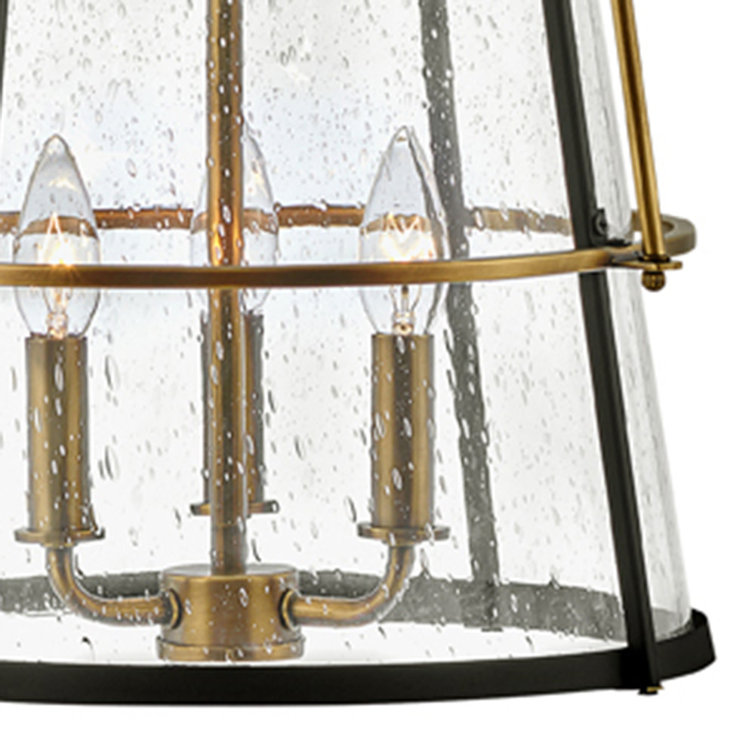 Heritage Brass & Clear Seedy Glass 3-Light Drum Pendant