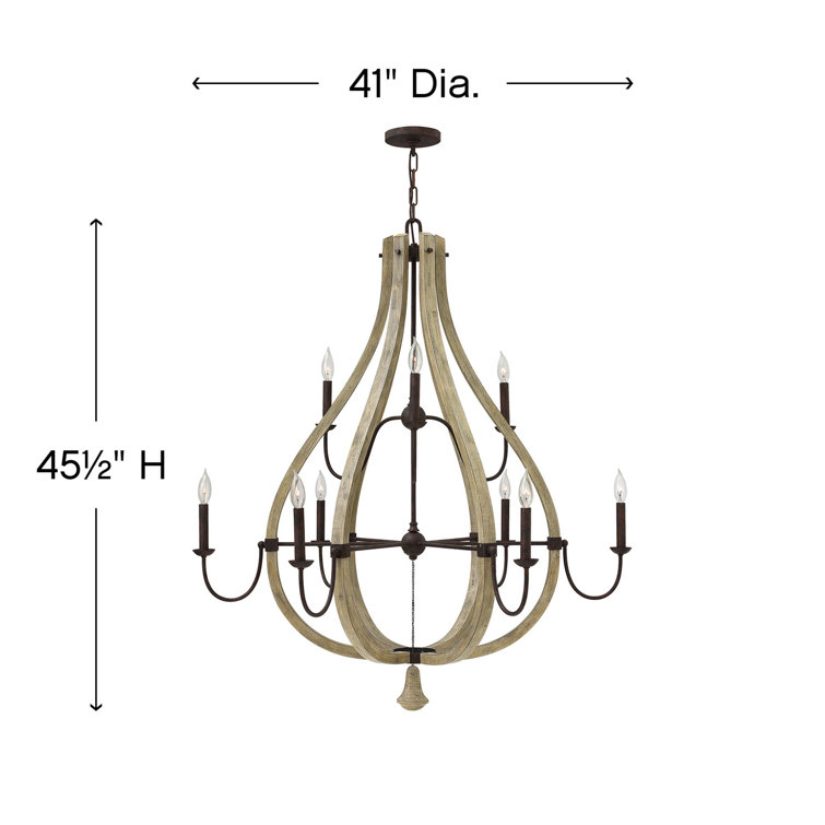 Middlefield 9-Light Iron Rust and Weathered Ash Chandelier