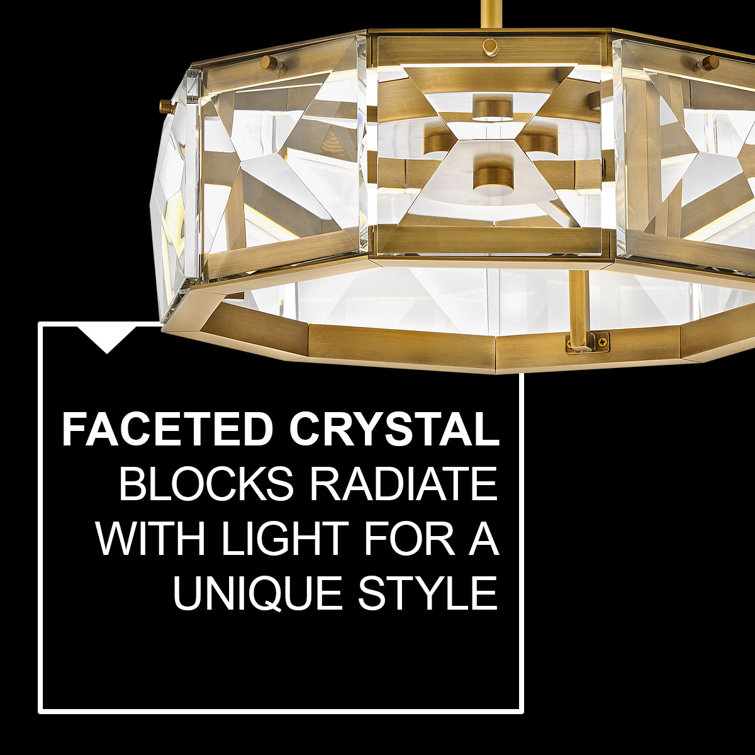 Heritage Brass LED Semi-Flush Mount with Faceted Crystal