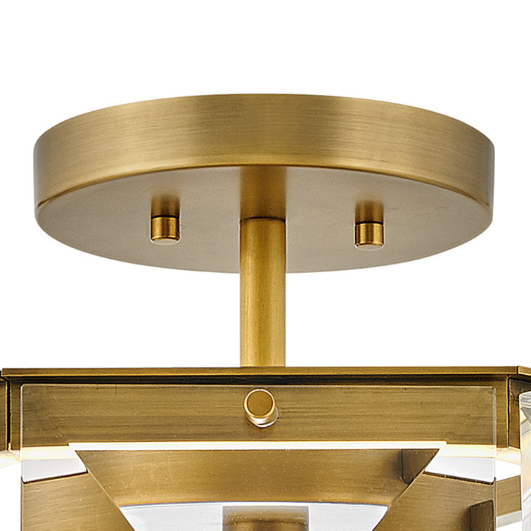 Heritage Brass LED Semi-Flush Mount with Faceted Crystal