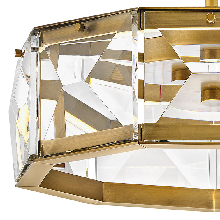 Heritage Brass LED Semi-Flush Mount with Faceted Crystal