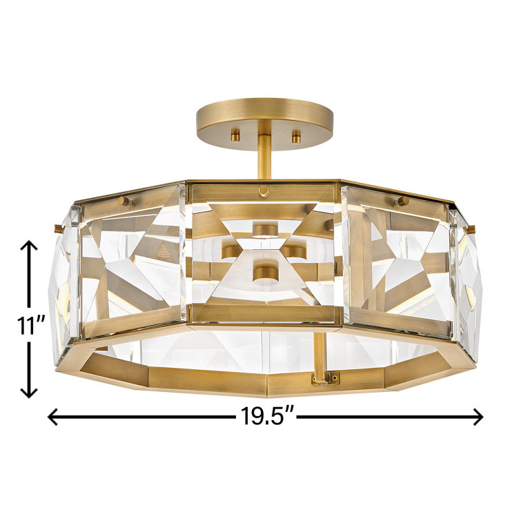 Heritage Brass LED Semi-Flush Mount with Faceted Crystal