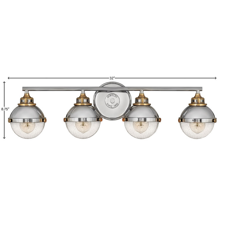 Polished Nickel and Brass 4-Light Vanity Light with Clear Glass