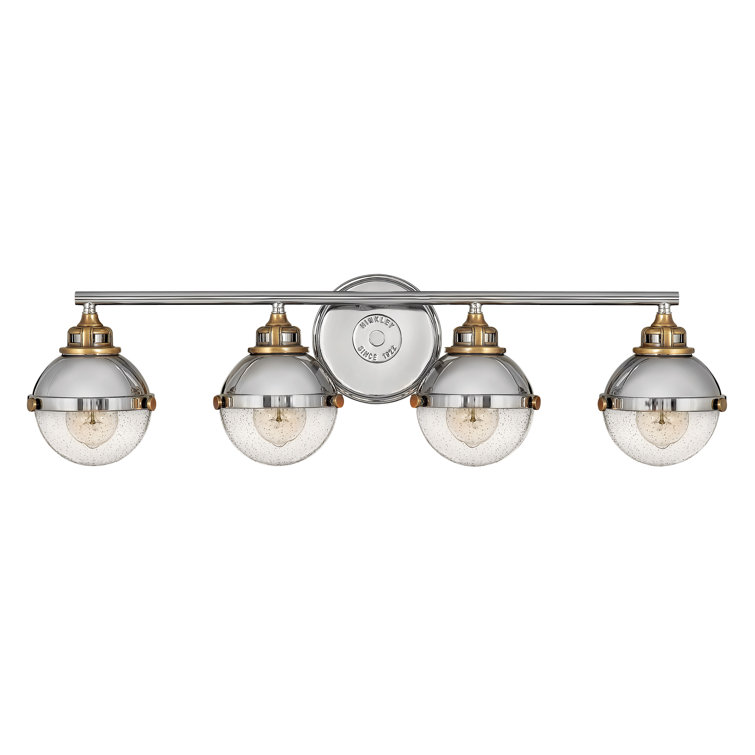 Polished Nickel and Brass 4-Light Vanity Light with Clear Glass