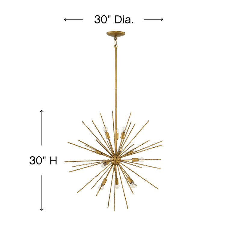 Elysian 12-Light Burnished Gold Globe Chandelier with Glass Accents