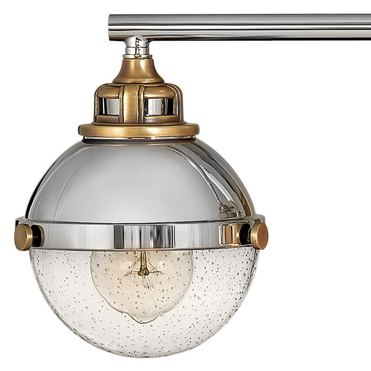 Polished Nickel and Brass 4-Light Vanity Light with Clear Glass