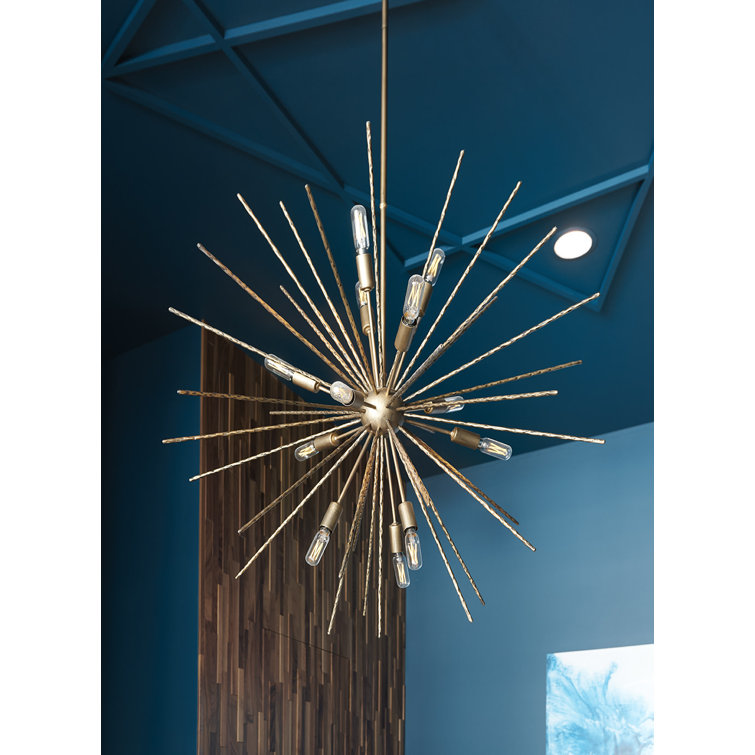 Elysian 12-Light Burnished Gold Globe Chandelier with Glass Accents