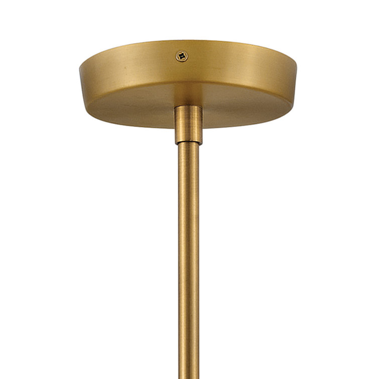 Lacquered Brass and Etched Opal Glass Drum Pendant Light